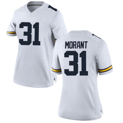 Jordan Morant Michigan Wolverines Women's NCAA #31 White Game Brand Jordan College Stitched Football Jersey AGY3854QL